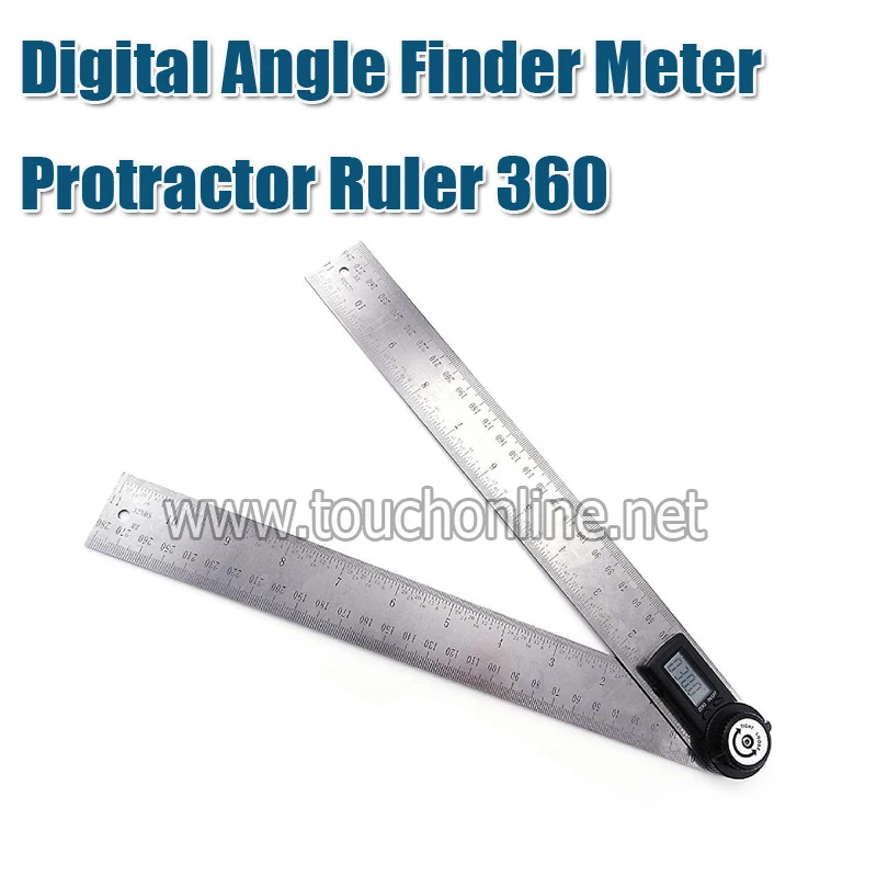  2-in-1 Stainless Steel Digital Angle Finder Meter Protractor Ruler 360 degree 600mm with Stable Loc