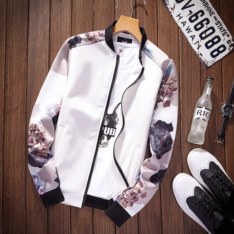 اليابانية الرجال سترة المطبوعة الترفيه سترة النسخة الكورية فضفاض الربيع رجل شابة طويل كم ourwear MC326