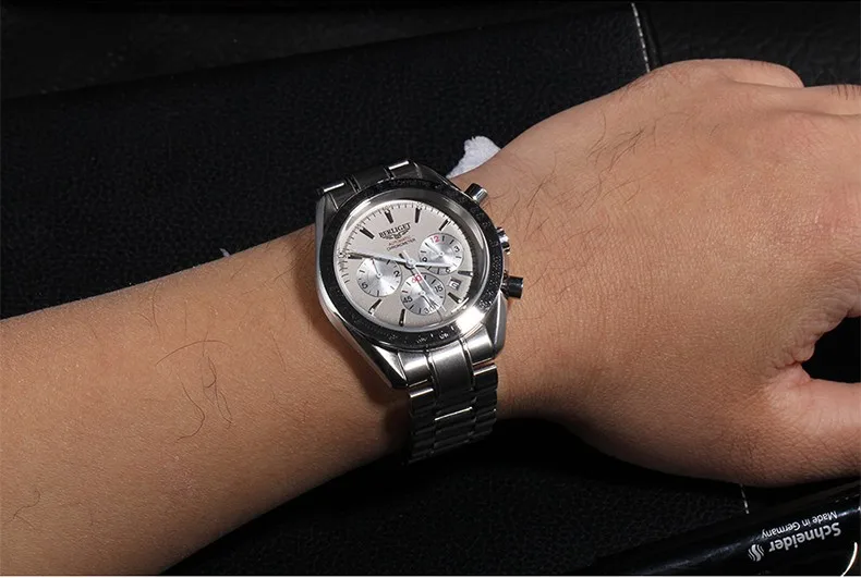 Многофункциональные автоматические механические часы 50 м, водонепроницаемые наручные часы BERLIGET, Мужские автоматические часы relogio