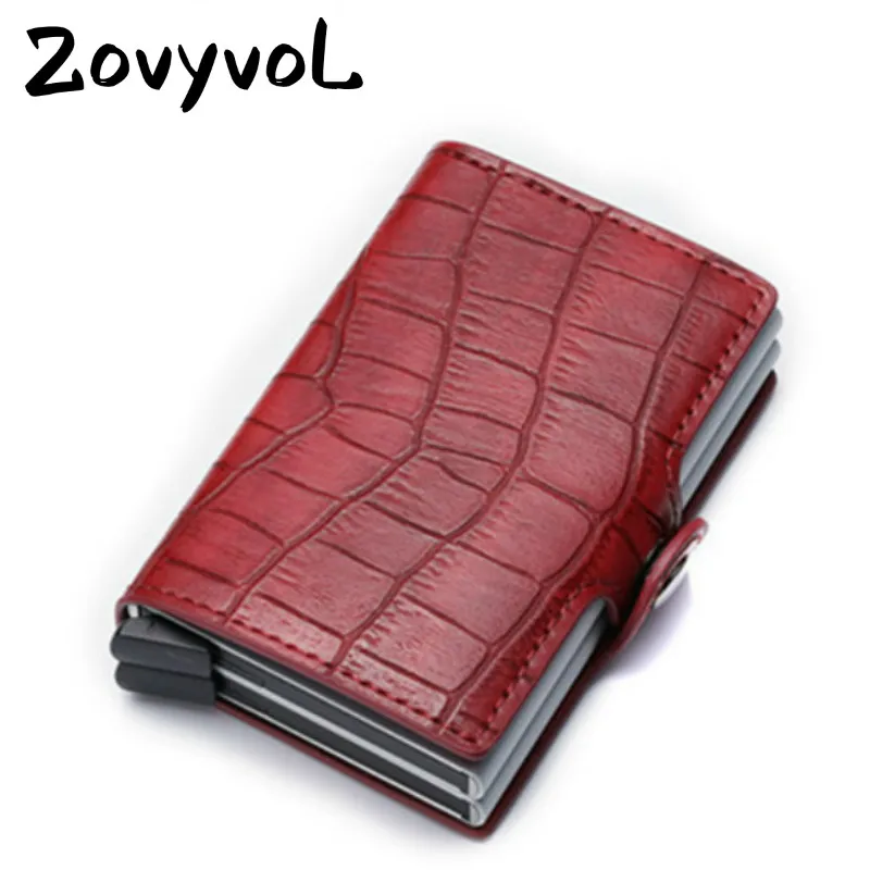 

ZOVYVOL Alligator Function PU Leather Card Case Men Wallet Credit Card Holder Visiting Aluminum Double Boxes Card Wallet women
