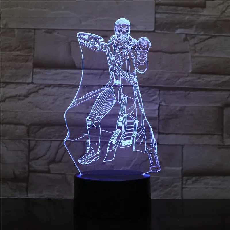

Marvel The Avengers super heroe Star Lord Figure 3D Illusion Usb 3d led night light birthday Gifts RGB table lamp bedroom neon