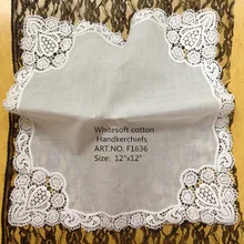 Женские Модные Платки носовые для девочек 12 шт./лот 12x1" белый хлопок Свадебные платок с вышивкой Кружево края Платки для случаев