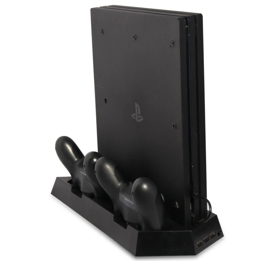 PS4/Slim/Pro Vertical Stand Cooling Fan Cooler& Controller Charging Station & 3 Extra USB HUB Port
