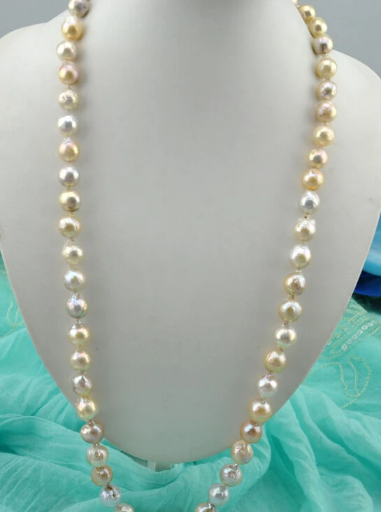 

Jewelr 006455 Rare 34" pink white lavender almost round Edison Reborn pearl necklace