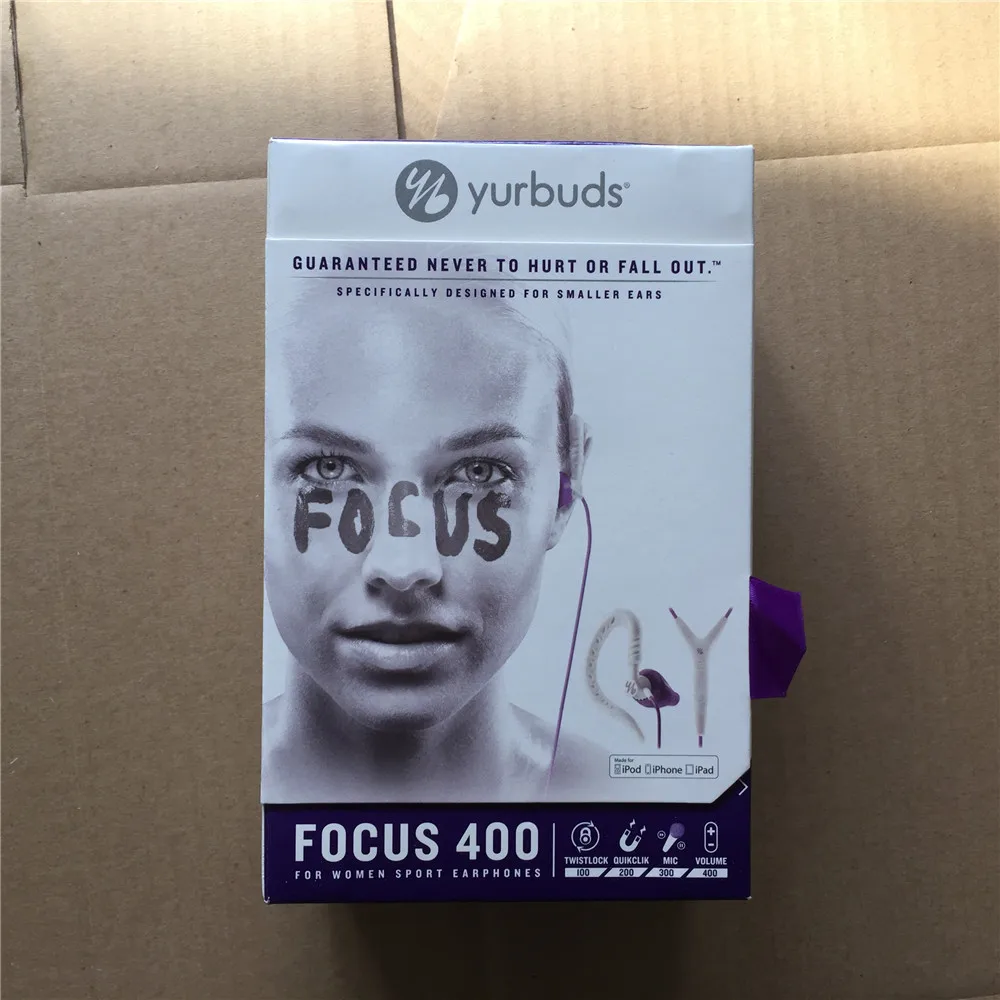 Yurbuds Focus 400 спортивные наушники для бега водонепроницаемые для женщин спортивные наушники для iPhone Mic и объем - Цвет: purple color