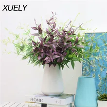 Искусственные зеленые горшечные растения 5 вилок ивы ротанга домашние декоративные искусственные шелковые листья свадебный ручной Букет ряд цветов растительный настенный материал