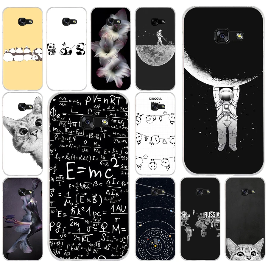 

224 Moon Sun Flower Math Cute Cats Soft Silicone Tpu Cover phone Case for Samsung a3 2016 a5 2017 a6 plus a7 a8 2018 s6 7 8 9