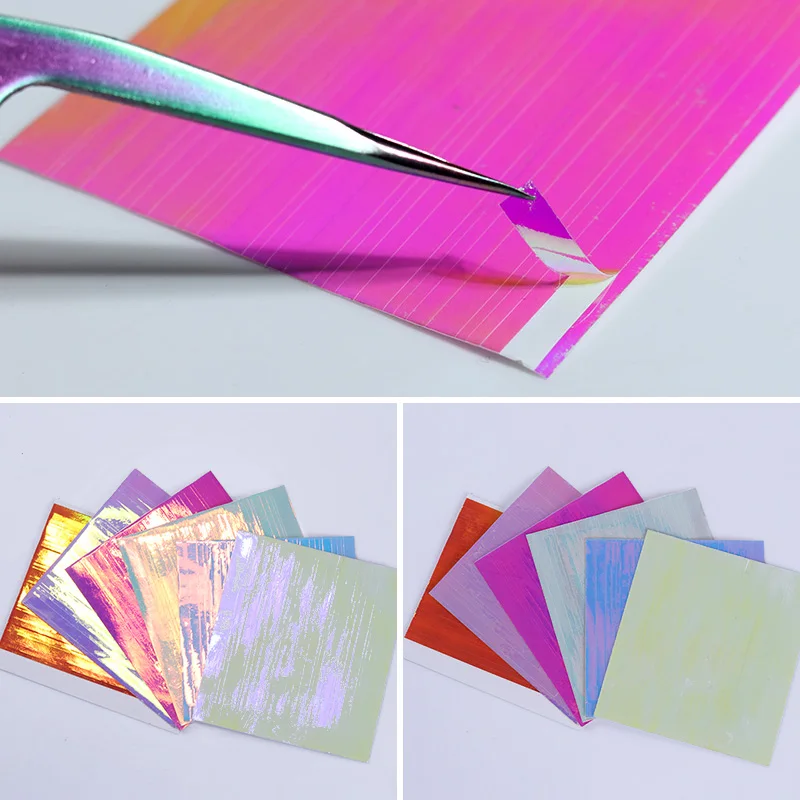 

6 Sheets BORN PRETTY Adhesive Holo 3D Nail Sticker Ultra Thin Laser Line Candy Nail Foil Decal