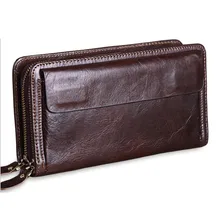Genuine Leather Men Clutch Wallet Men's Large Capacity Travel Purse for Passport Cover Business Men Handy Clutches Long Wallet williampolo minimalist business men s clutch bag genuine leather flap handy wallet men clutches with cigarette case phone pocket