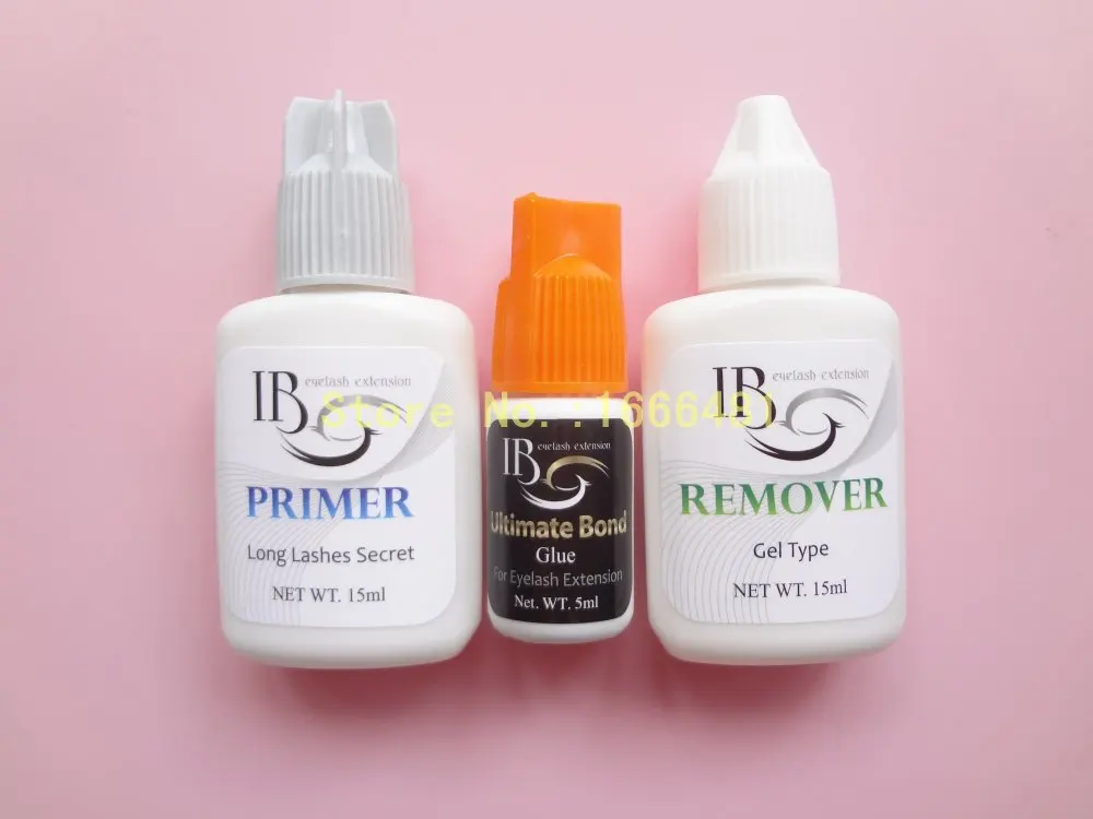 1 set Eyelash Extensions Kit Primer Orange Cap Glue Remover for