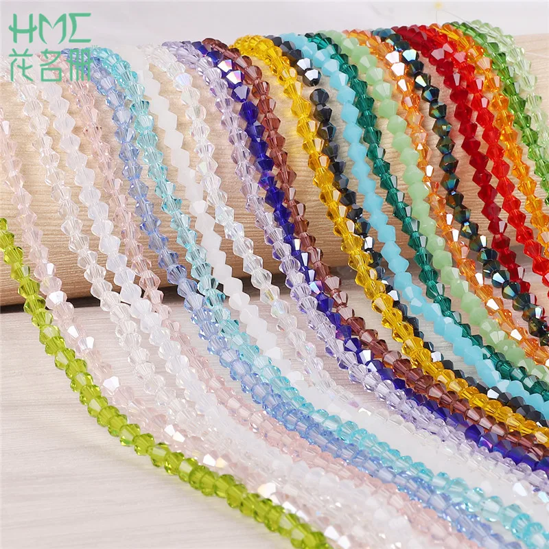

High Quality 4mm 110pcs/lot Czech Loose Rondelle Crystal Glass Pointed Beads For DIY Jewelry Crafts Sewing Clothing Accessories