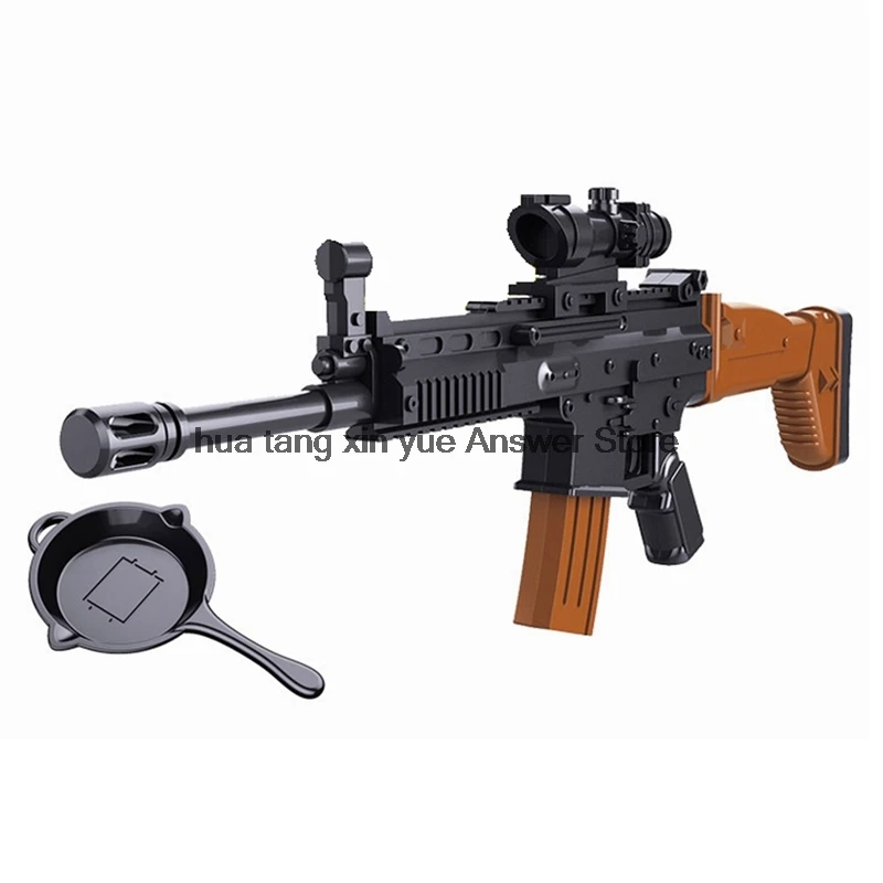 

Single sale Legoing Military Army SAWT Weapon Guns SCAR rifle Model DIY Building Blocks Big Size Bricks Boys Toys Gift Legoings