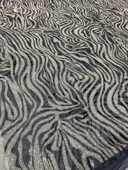 

5yards SYJ-62517 shining glued print glitter sparkle net tulle mesh lace for fashion designer