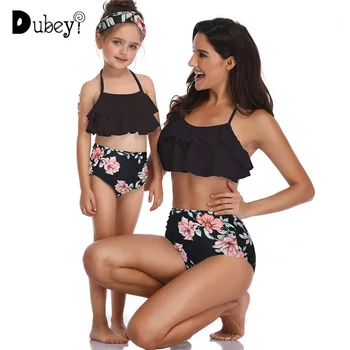 

Tropical Baby Swimwear Flowers Mommy and Me Matching Swim Suit Holiday Family Matching Outfit Bathing Wear Holiday Costume