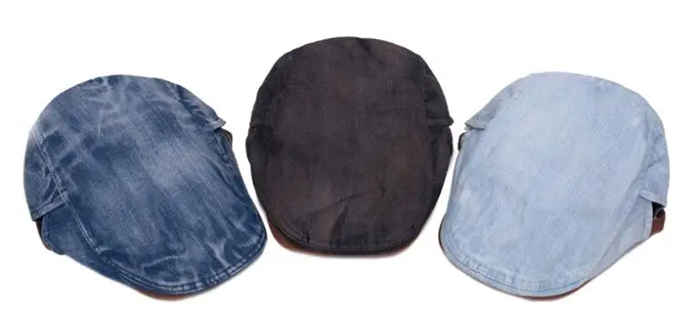 Wholesale 10pcs/lot Stylish Men Spring Flat Caps New Women Summer Denim Hats Mens Fashion Flatcap Ladies Fall Cotton Flat Hat