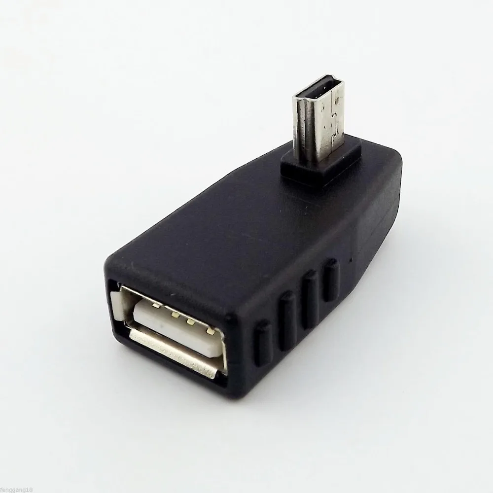 

1Pc Black Right Angled Mini USB 5-Pin B Male To USB 2.0 Type A Female OTG Host Adapter