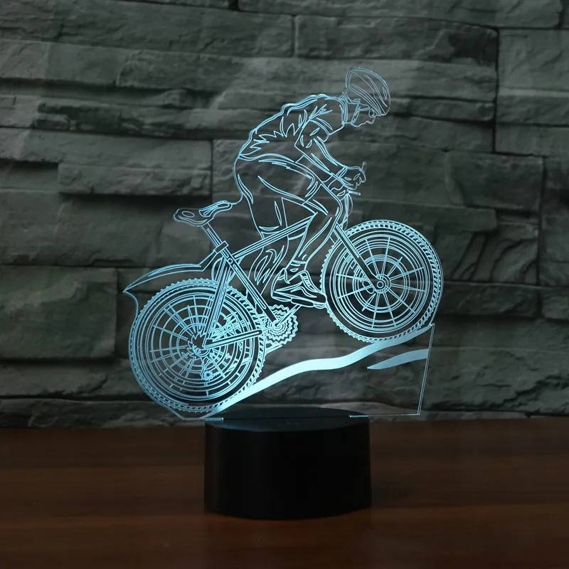 Bicycle Exercise 3d Lamp 7 Color Bicycling Led Night Lamps For Kids