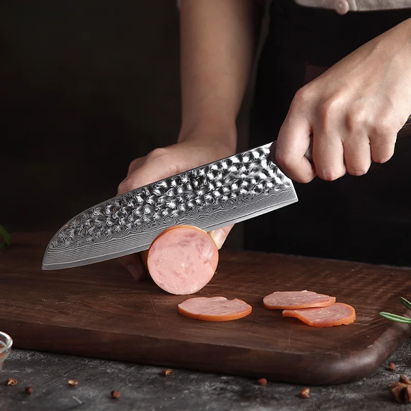 XINZUO 7 дюймов Дамасская сталь кухонные ножи нержавеющая сталь Santoku нож качество японский шеф-повара ломтик ножи Pakkawood ручка