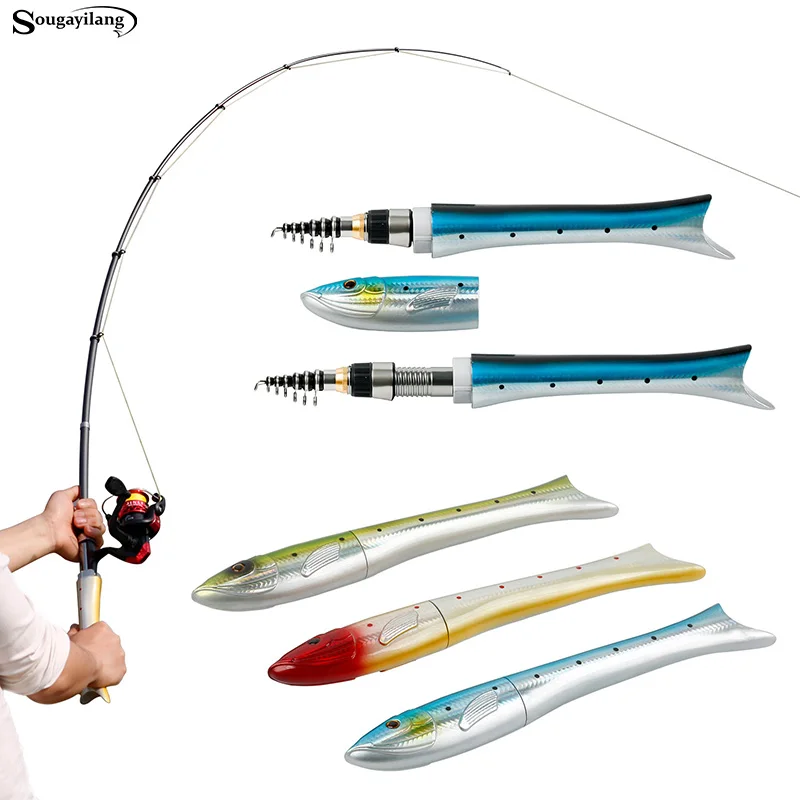 Sougayilang 1.6m Mini Fishing Rod For Children Fish Shaped Fishing Rod
