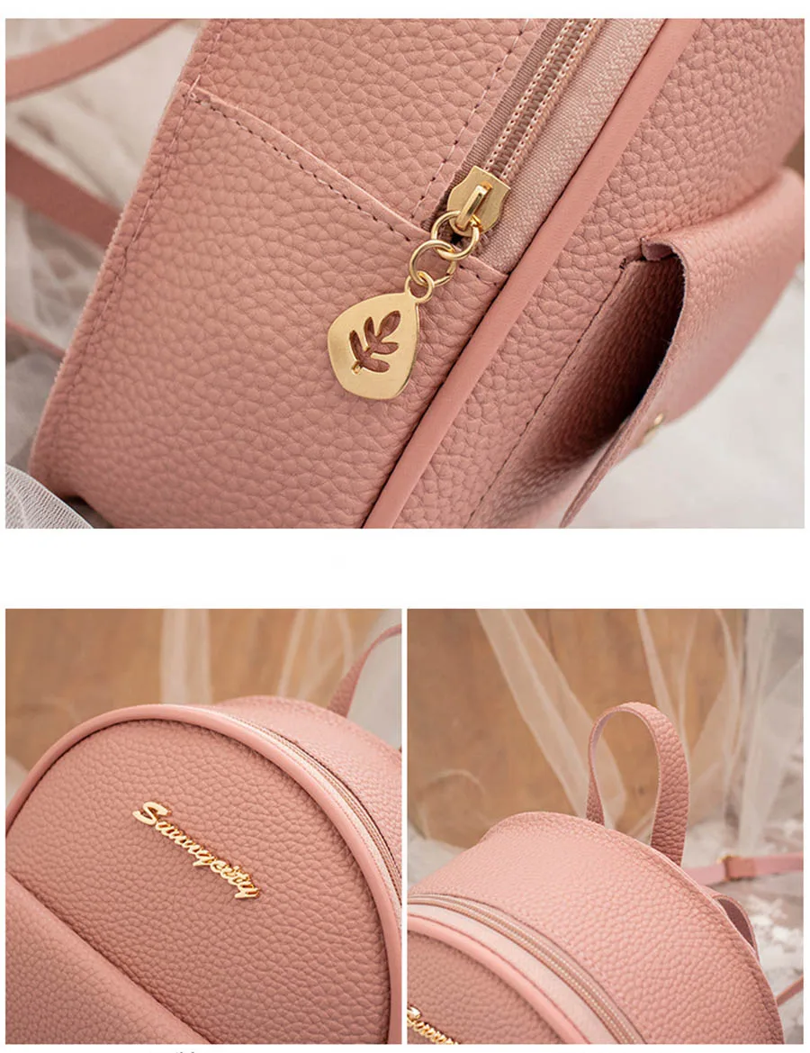 Mara's Dream New Lychee Shoulder Bag Small Fresh Shoulder Bag Solid Color Zipper Buckle Multi-function Small Backpack