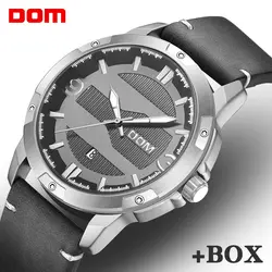 DOM Новая мода Для мужчин спортивные часы военные часы Для мужчин лучший бренд роскошные кожаные Бизнес наручные Водонепроницаемый Relogio