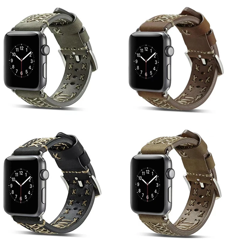 LPWHH Cow Genuine Leather Strap For Apple Watch Band Series 4 3 2 1 38mm 42mm 44mm Gift TPU Watch Case Pink Buckle Iwatch Bands