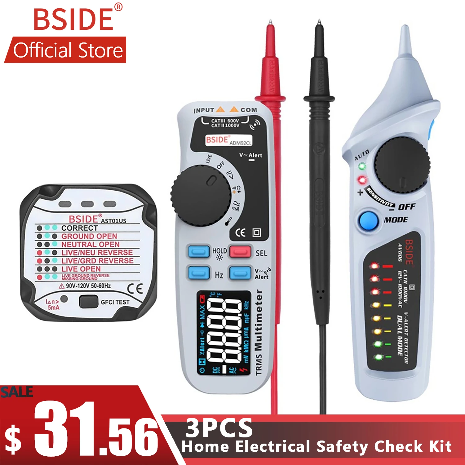 BSIDE ADM92CL Color Display Digital Multimeter True RMS Auto Range 6000