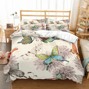 

Fanaijia 3d Colorful Butterfly Pattern Bedding Set King Size Vintage Print Duvet Cover with Pillow Covers Cartoon kids bed set