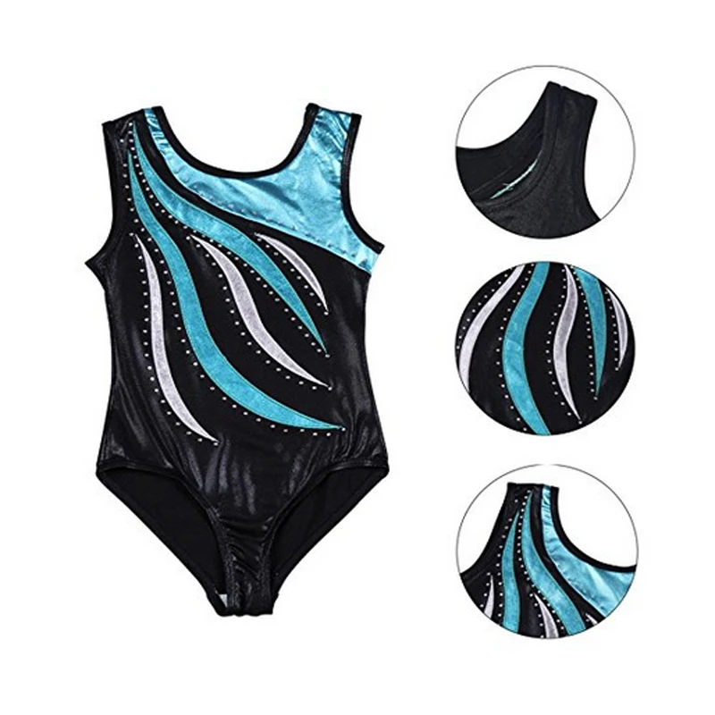 ICOSTUMES Rhinestone Sleeveless Gymnastic Leotards Costumes Leotards