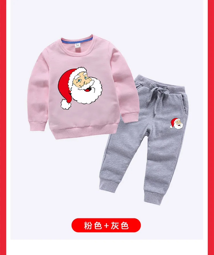 Одежда для маленьких мальчиков комплект одежды с рисунком для девочек, осенний свитер с длинными рукавами зимняя одежда для маленьких девочек детский Рождественский комплект