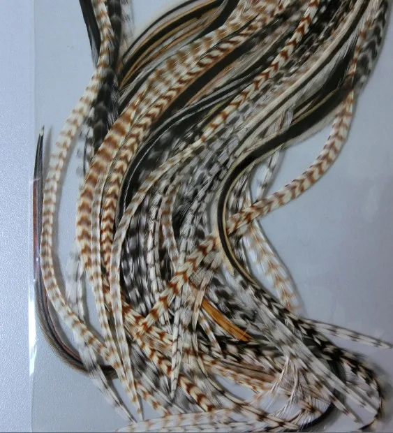 10feahters/lot 20 35cm natural color feather hair 100 real grizzly