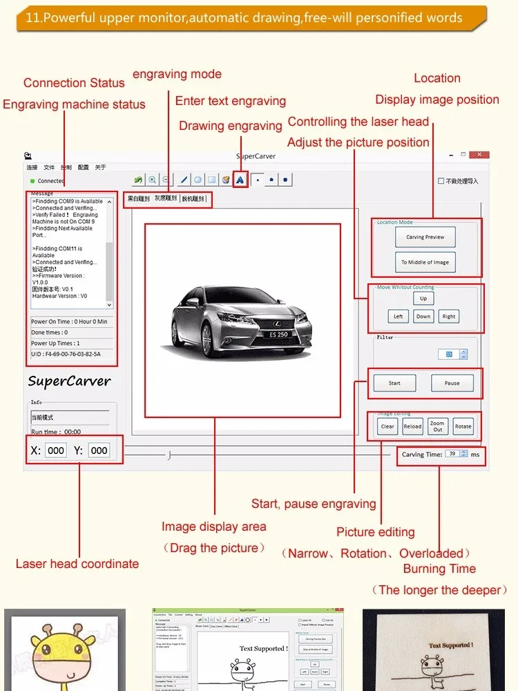 supercarver лазерной резьбы V2/500 МВт Мини DIY лазерная гравировка машины/IC Маркировки/лазерный принтер/резьба работу