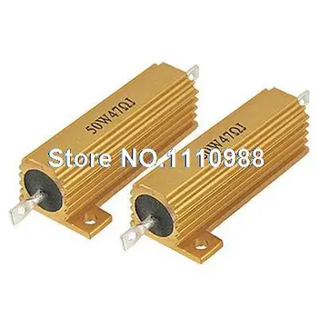 

2 Pcs Gold Tone Screw Tabs Alminum Resistors 5% 47 Ohm