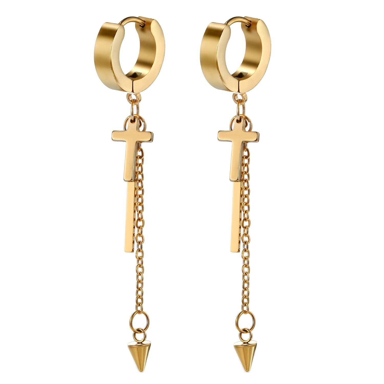 KISSFRIDAY Golden fashion popular punk wind back plug with stud earrings jewelery gifts