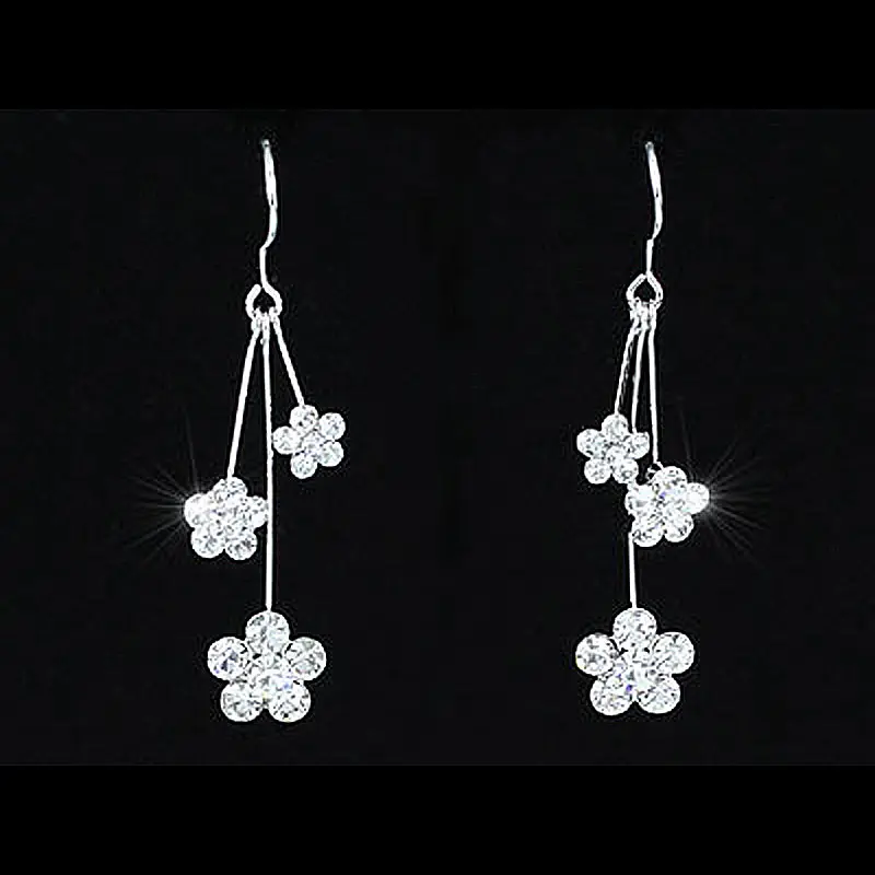 

Peacock Star Dangle Flower Cubic Zirconias Earrings CSE374