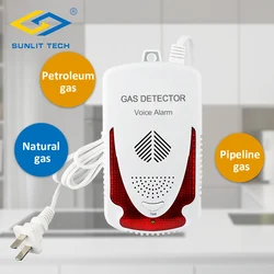 High Quality Combustible Natural Gas Leak Sensor LPG Gas Detector with Voice Prompt Household 85dB Sound for Security Protection