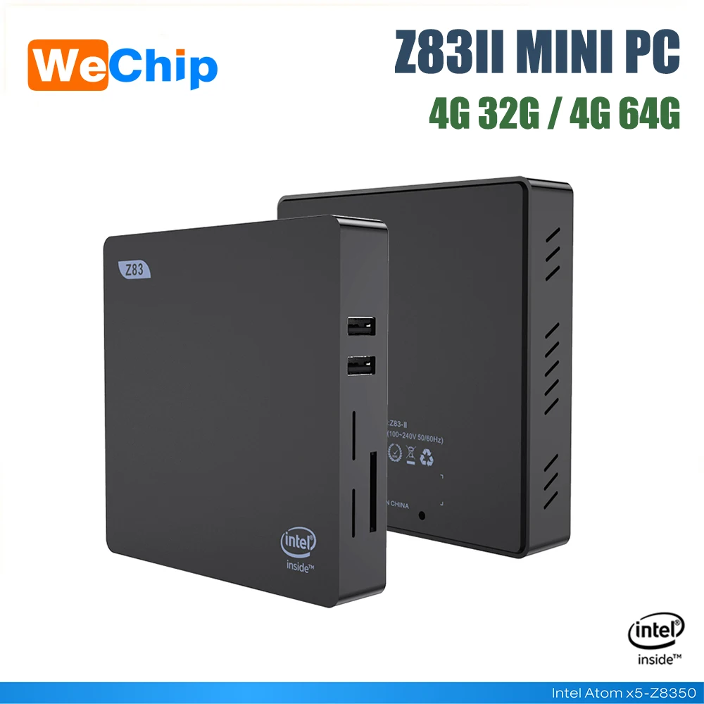 

Wechip Mini PC Z83II Windows 10 4G64G Atom X5 Z8350 1.92G Hz CPU 1080P 1000Mbps LAN BT 4.0 2.4G/5G WIFI