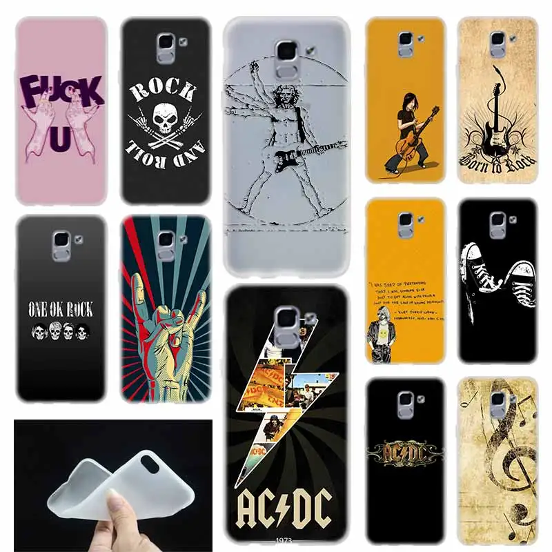 

case Soft Cover TPU Coque For Samsung Galaxy J6 J8 J3 J5 J7 J4 Plus 2018 2016 2017 EU Prime Pro Ace j610 Rock 'n roll