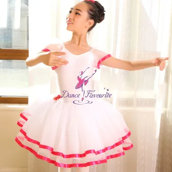 

White velvet bodice romantic length ballet tutu, women stage performance ballet tutu