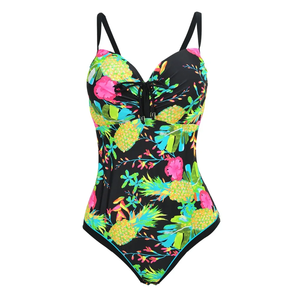 one piece swimsuit women plus size sexy push up swimwear high cut bottom monokini print bathing suit swimming suit