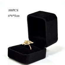 100 x Черный квадратный классический бархатный держатель для ювелирных изделий, Подарочная посылка на День святого Валентина, чехол 6x6 см