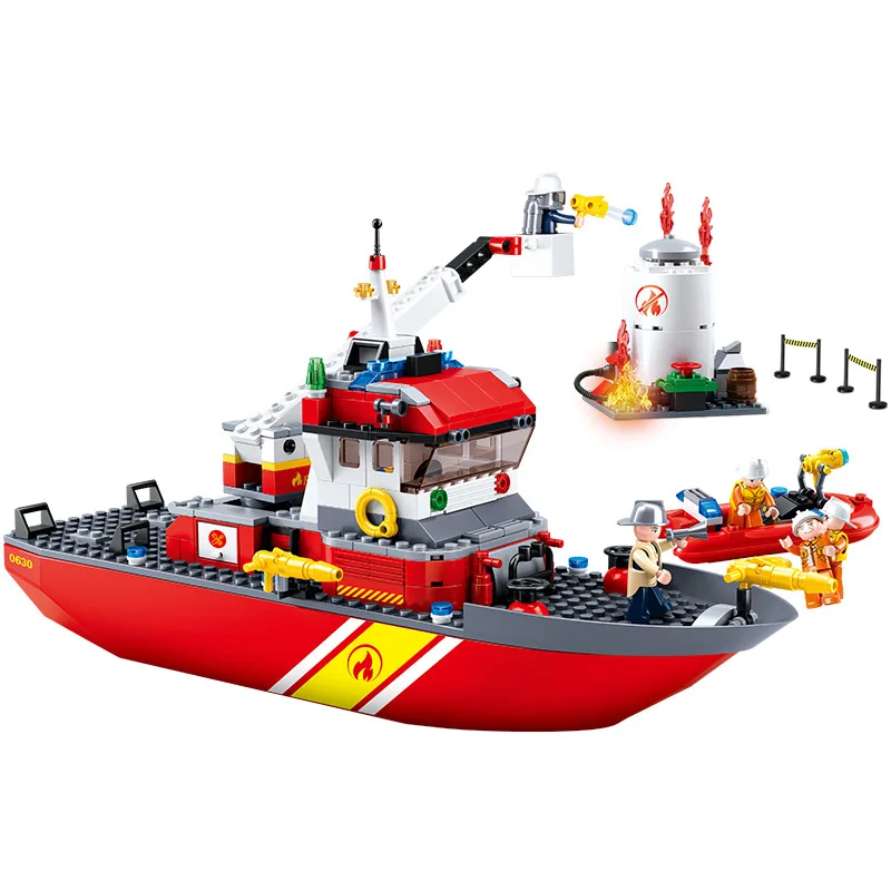 Sluban Model Toy Compatible with Lego B0630 429Pcs Fire Boat Model Building Kits Toys Hobbies Building Model Blocks