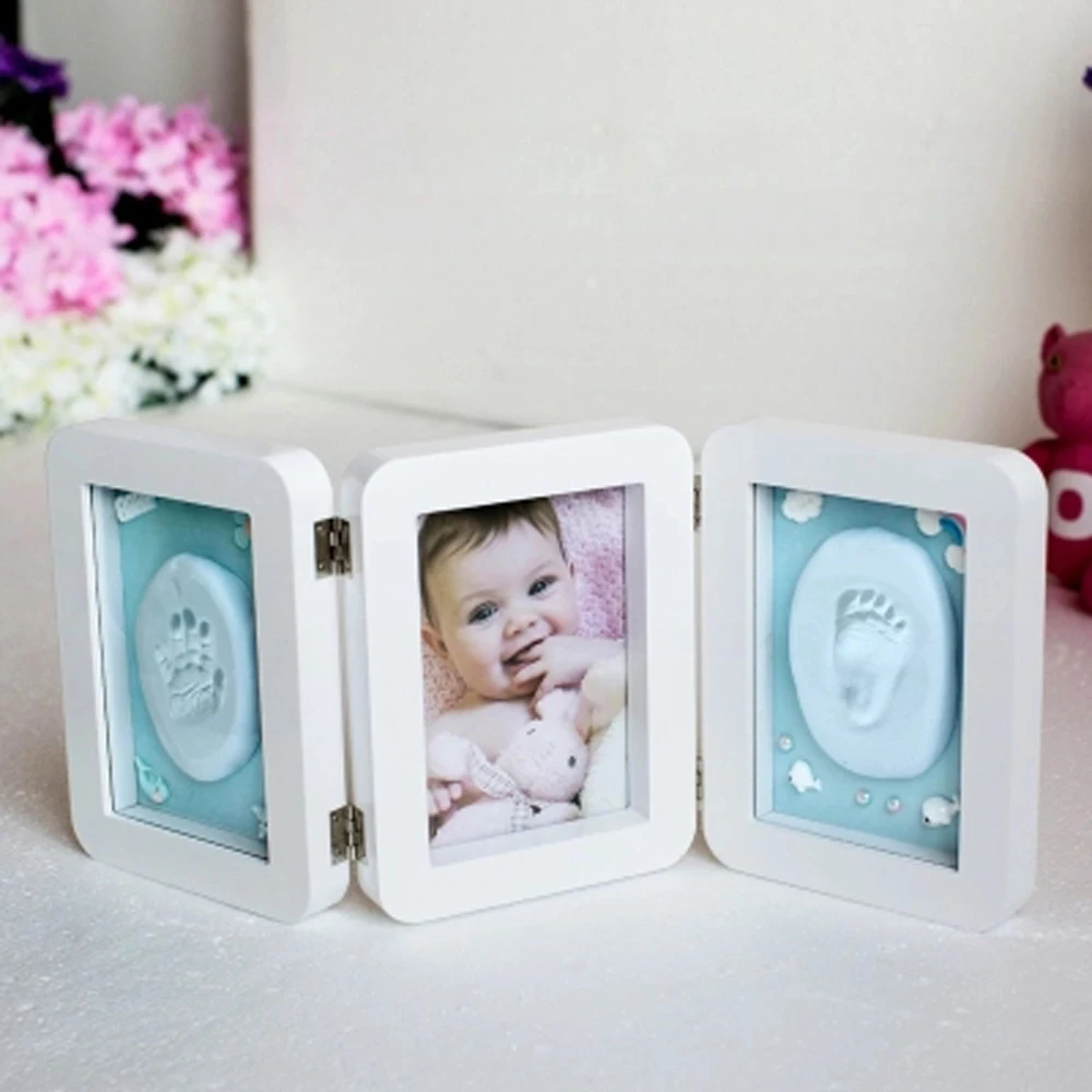 

3D Newborns Molds Baby Handprint Footprint Photo Frame for Baby Care Babies Souvenir Casting Newborn Footprint Soft Clay Inkpad