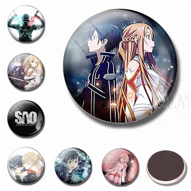 Магниты на холодильник Sword Art Online 30 мм стеклянный купол в стиле аниме домашний