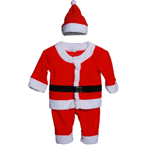 Рождественский костюм косплей, костюм Санта-Клауса, Рождественский костюм для мальчиков, детская Рождественская футболка, комплект со штанами и шапочкой - Цвет: Красный
