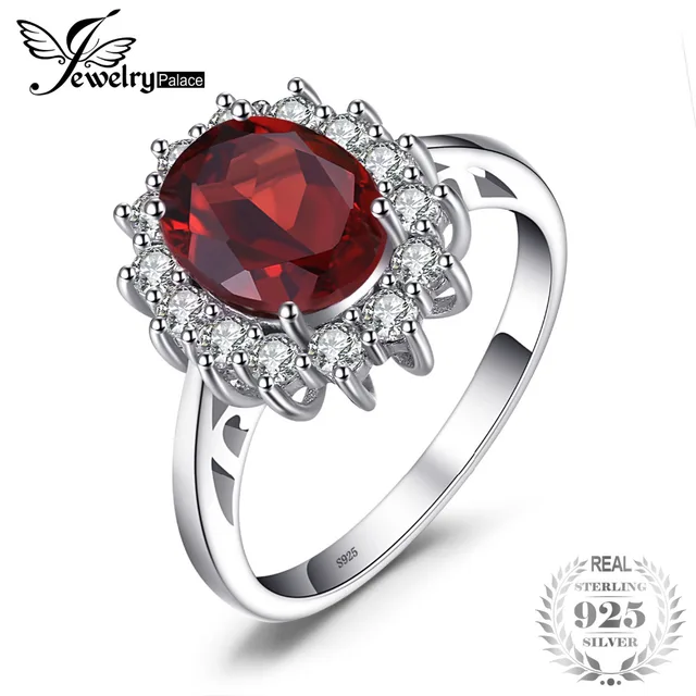 JewelryPalace Princess Diana 3.4ct Natural Red Garnet Ring 925 Sterling Silver R JewelryPalace Princess Diana 3.4ct Natural Red Garnet Ring 925 Sterling Silver R