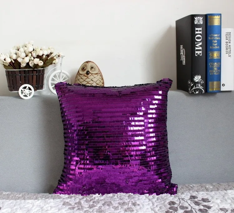 1PC Hot Pink Bling Shiny Glittering Scaly Sequin Pillow Case Sofa Cushion Cover