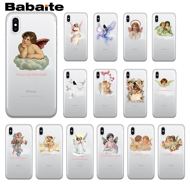 

Babaite Transparent phone case for iphone 11 Pro 11Pro MaxX XS XR XSMax 7 8 Plus Vintage Oil Painting Style Cute Little Angel
