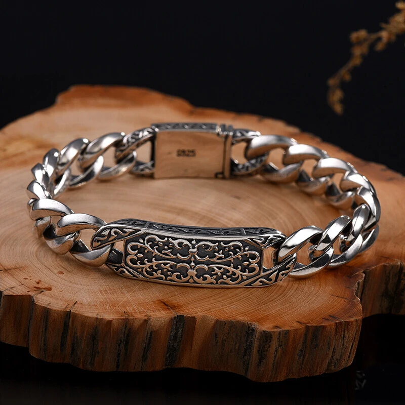 

New Thai silver Long-breasted man Bracelet 925 sterling silver men's silver jewelry rough domineering men Bracelet Best Gifts