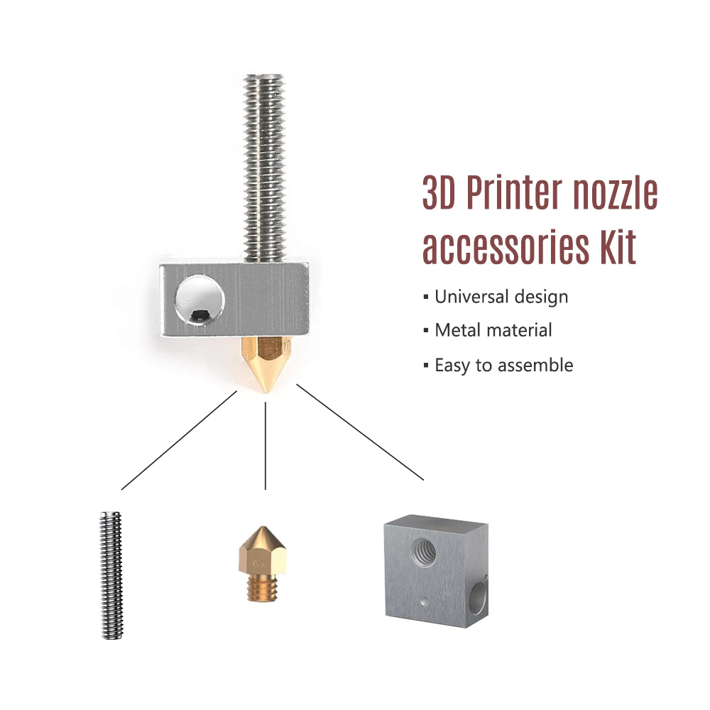 0,4 мм Латунное сопло экструдер сопла печатающей головки+ нагревательный блок Hotend+ 1,75 мм горло трубы для Anet A8 Ender 3 3d части принтера